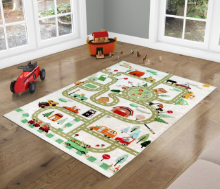 Dětský kobereček 100x150 cm - dopravní hřiště